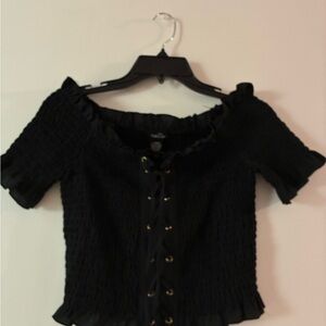 Rue21 Black Ruffled Off-Shoulder Blouse